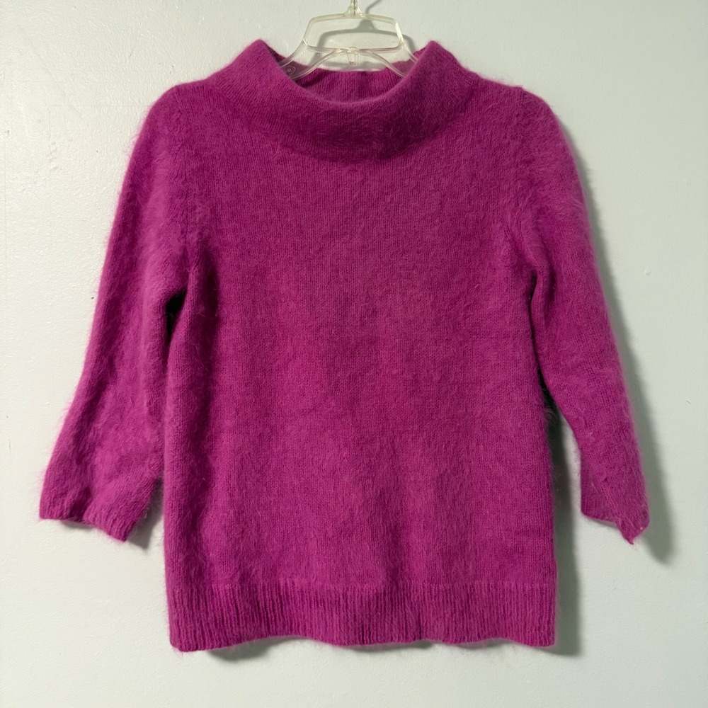 Moth Anthropologie Bedford Pink Angora Sweater Eyelash Rabbit Fuzzy Mock Neck S